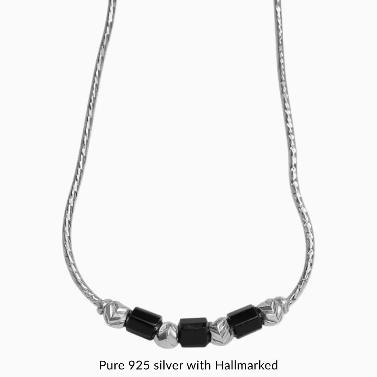 Silver Adjustable Minimalist Anklet with Black Beads
