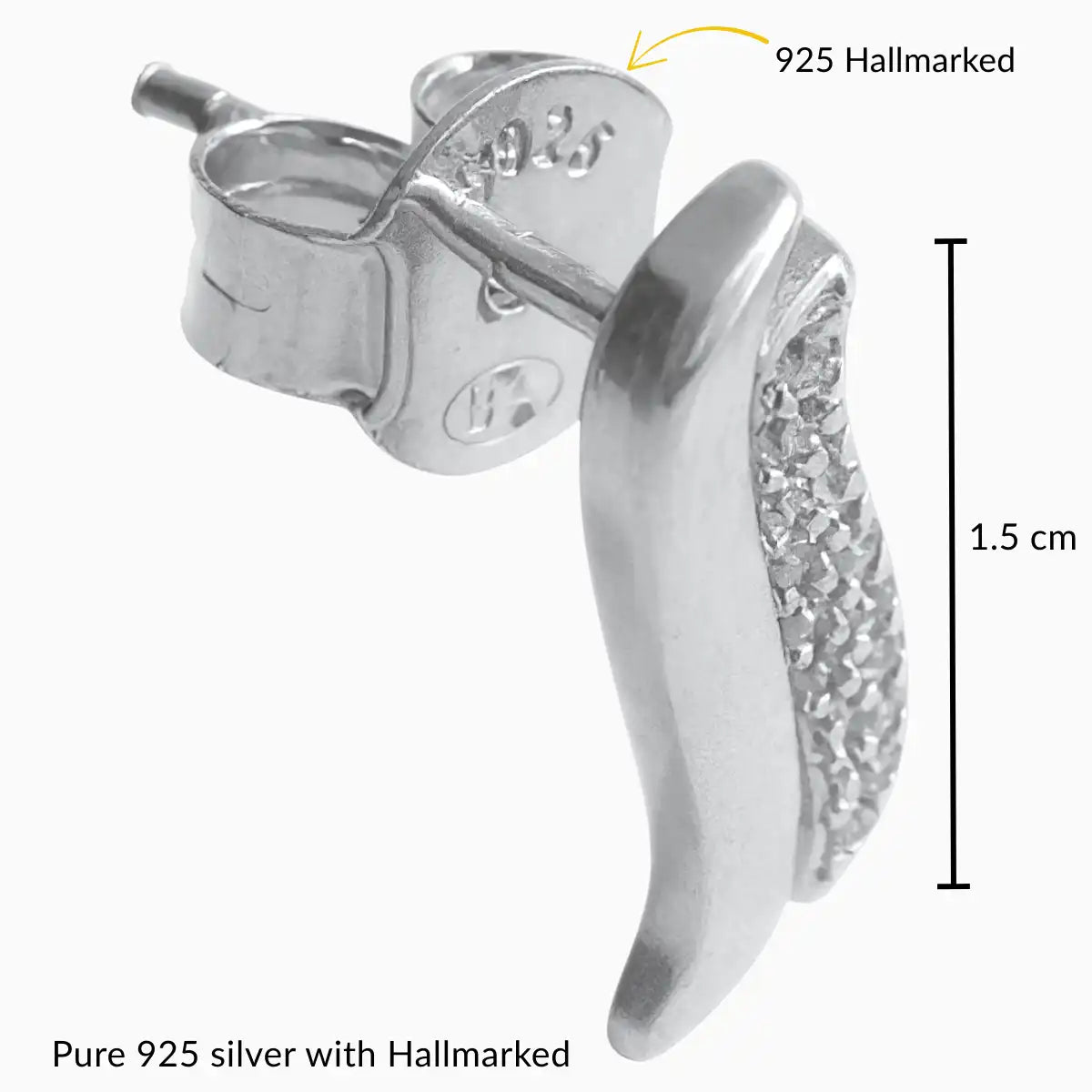 Silver Wave Earrings with Zircon Diamond