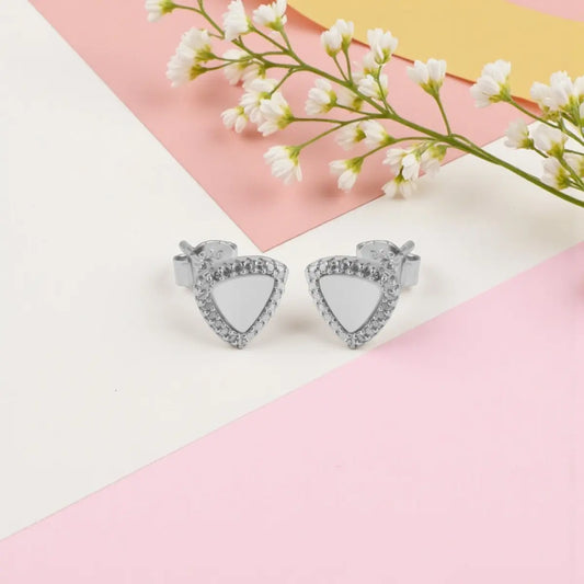 Silver Elegant Triangle Stud Earrings