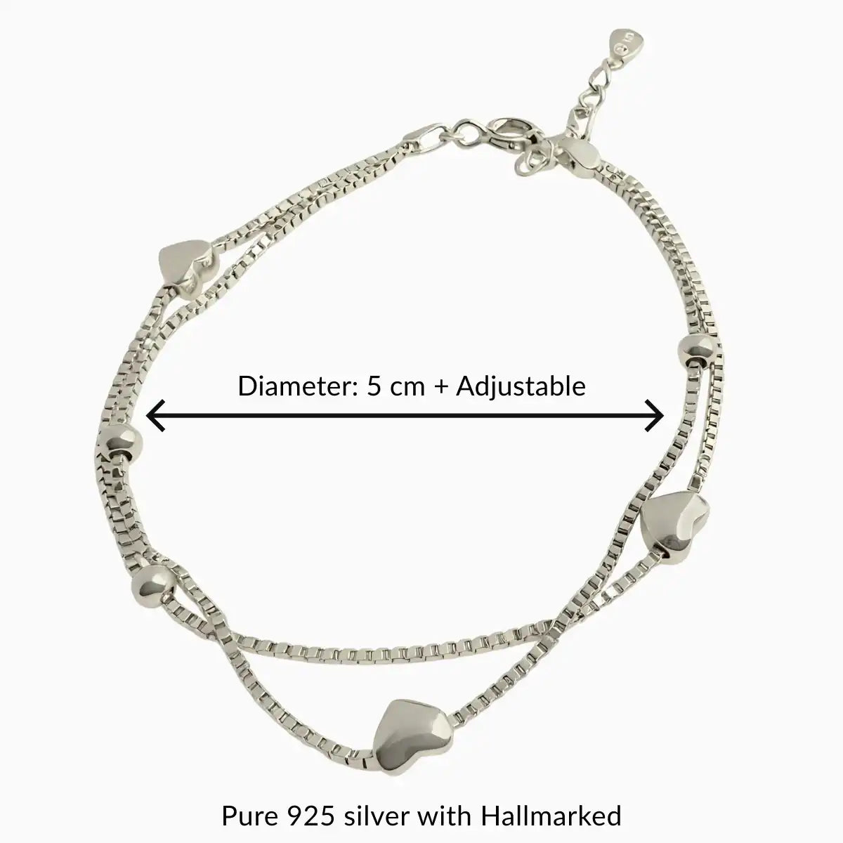 Silver Delicate Heart Layered Bracelet