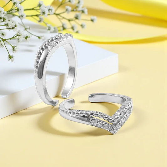 Silver Adjustable V-Shape Toe Ring