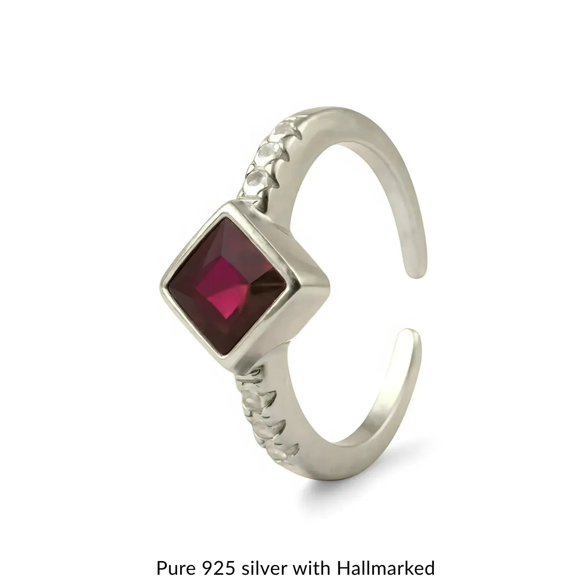 Silver Adjustable Toe Ring with Maroon Diamond