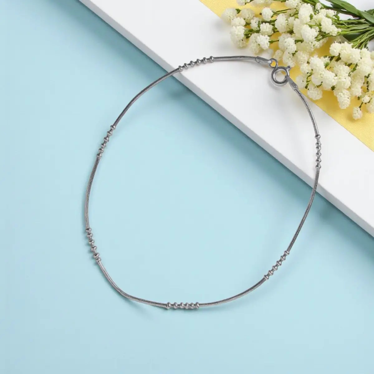 Minimalist Silver Anklet with Ball Design for Women