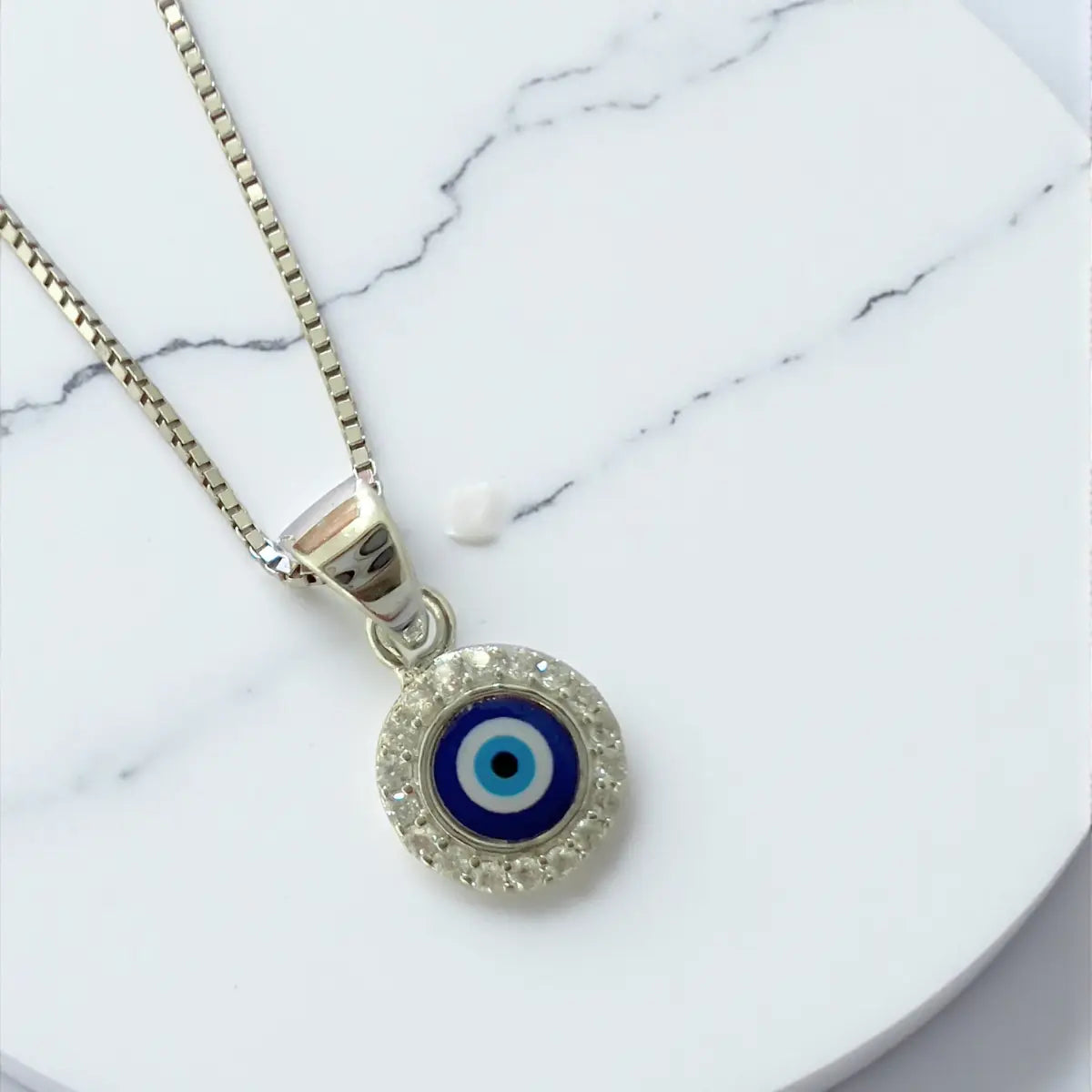 Classic Evil Eye Pendant Necklace with Box Chain