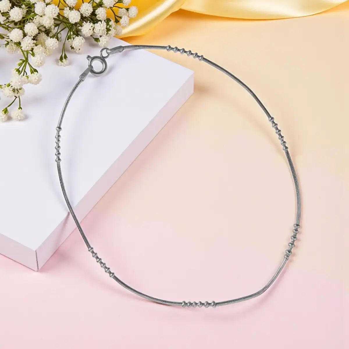 Minimalist Silver Anklet with Ball Design for Women