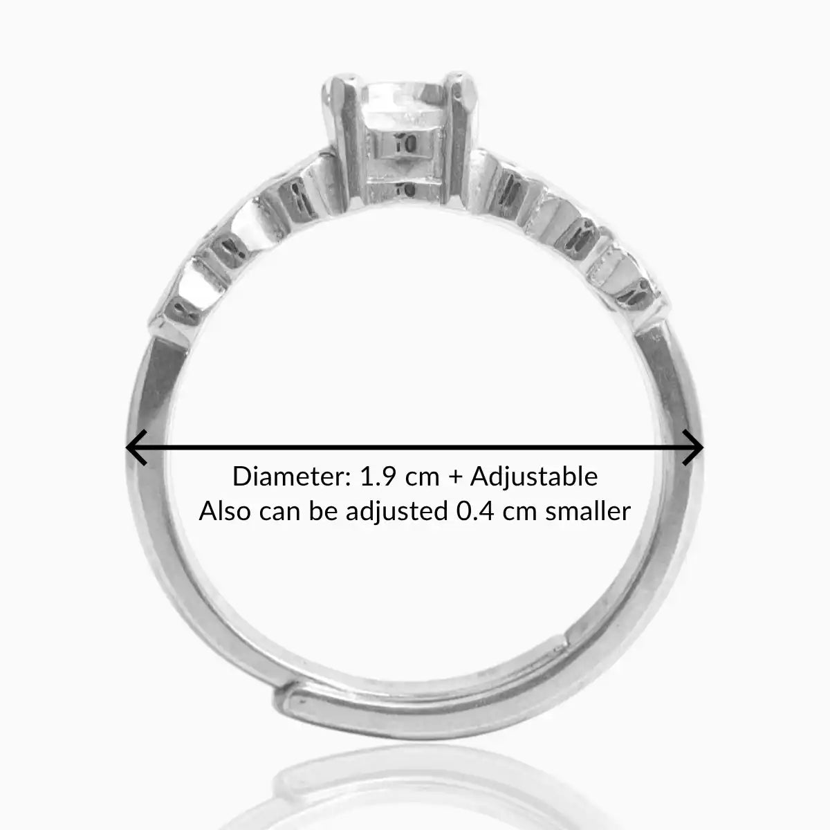 Silver Zircon Ring with Heart Shape Design