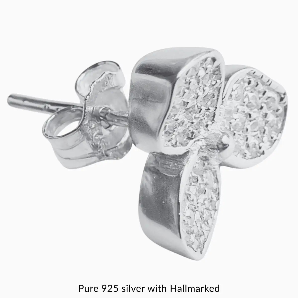 Silver Sparkling Floral Stud Earrings