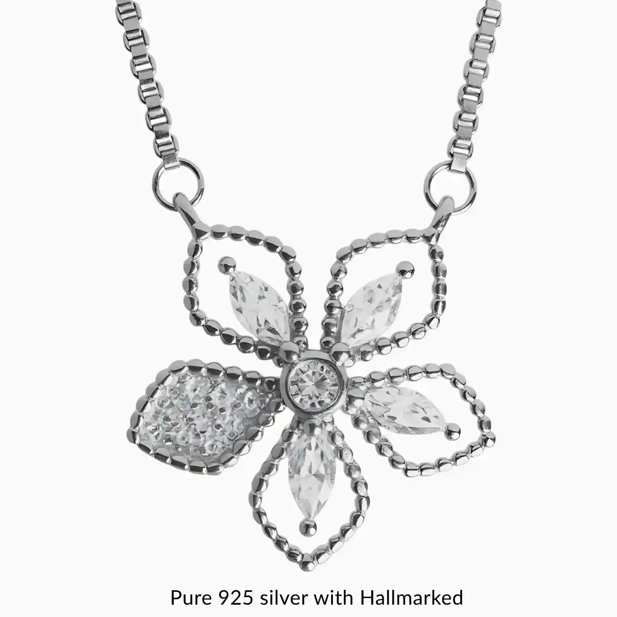 Adjustable Silver Flower Necklace for Women