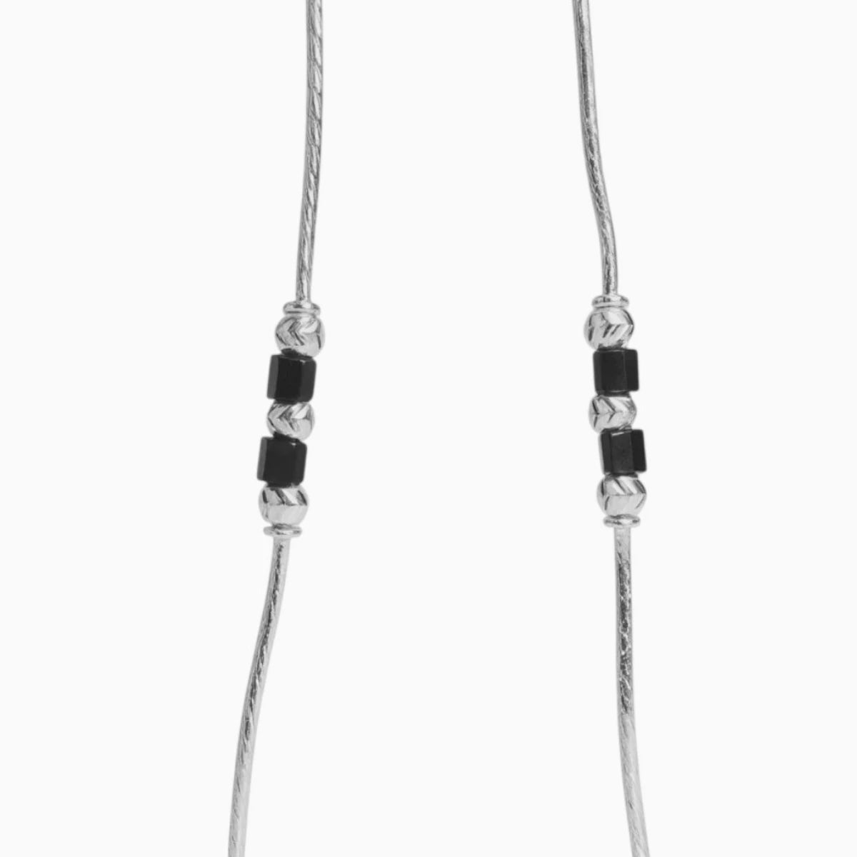 Silver Adjustable Minimalist Anklet with Black Beads