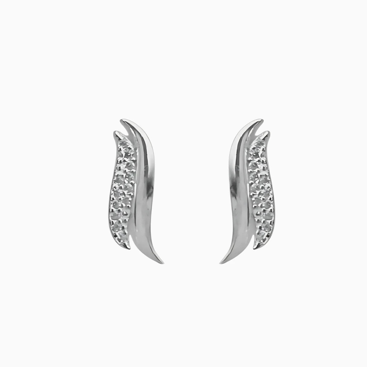 Silver Wave Earrings with Zircon Diamond