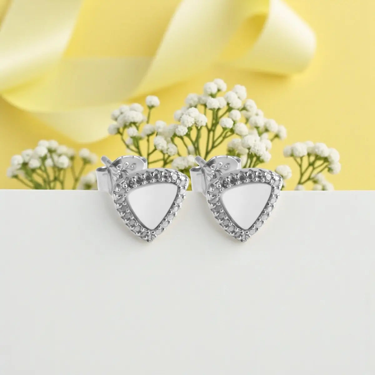 Silver Elegant Triangle Stud Earrings