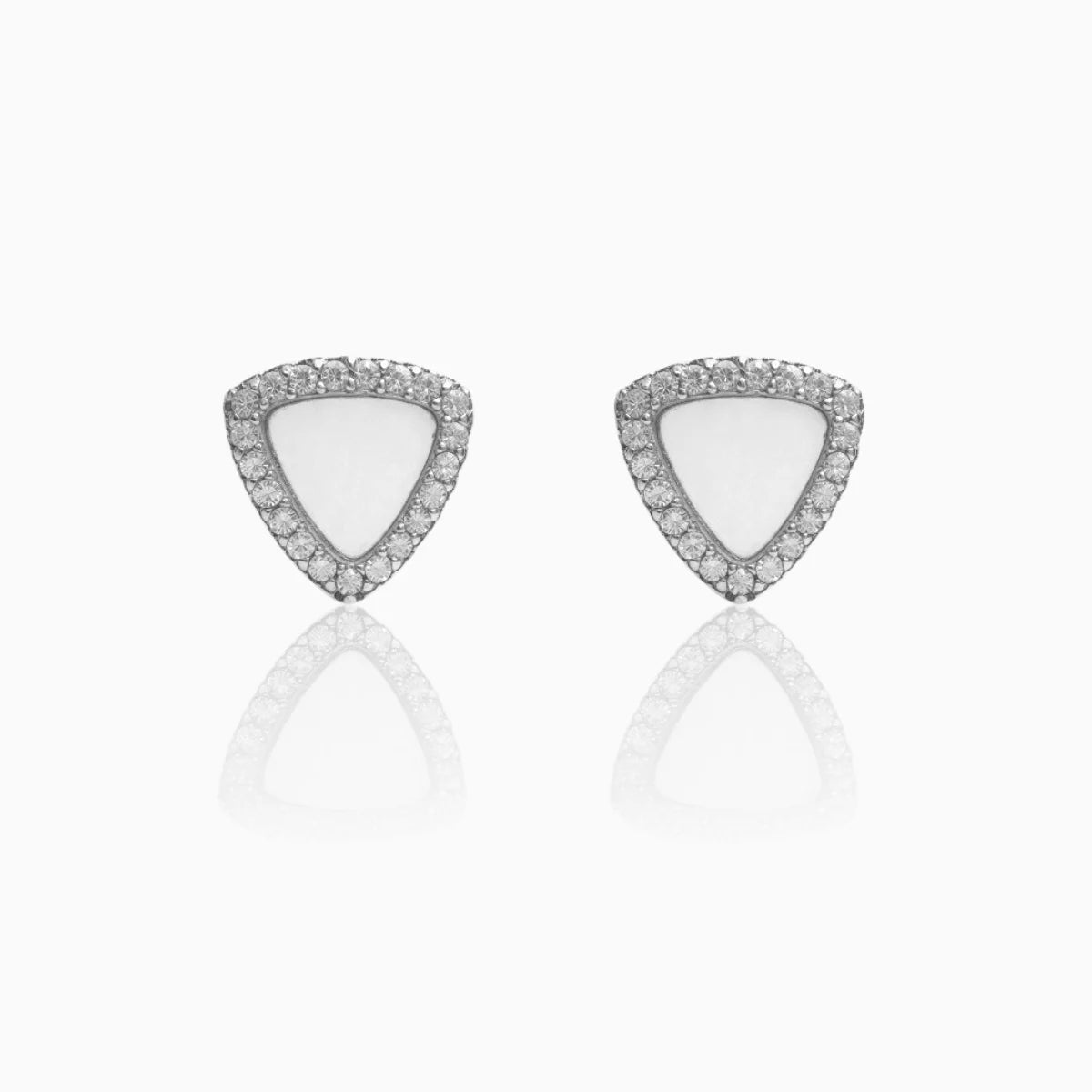 Silver Elegant Triangle Stud Earrings