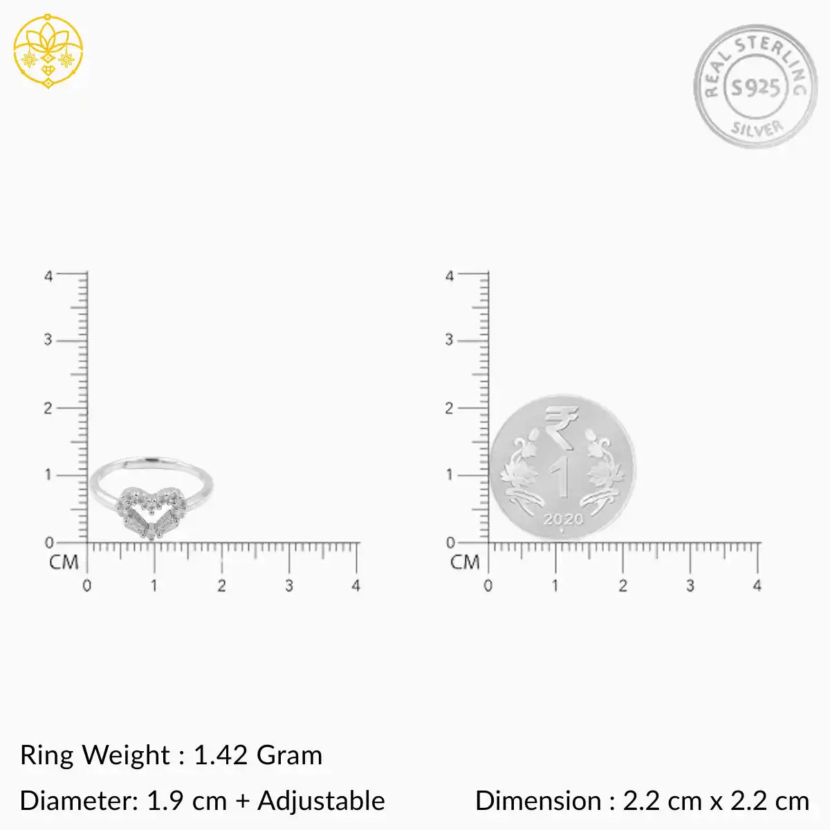 Silver Sparkling Love Heart Zircon Ring