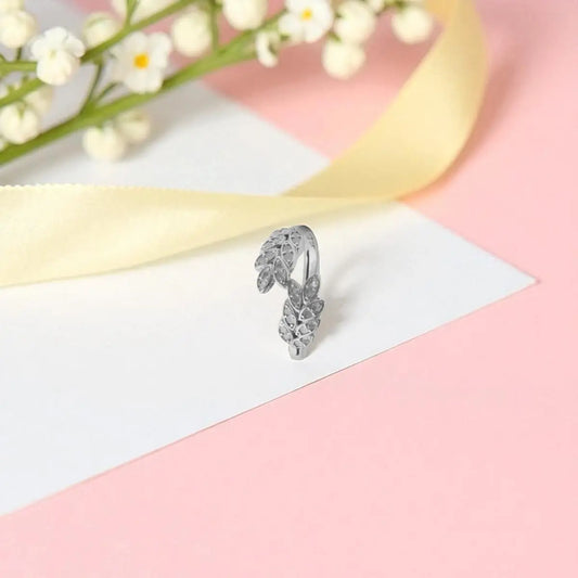 Silver Adjustable Leaf Pattern Ring