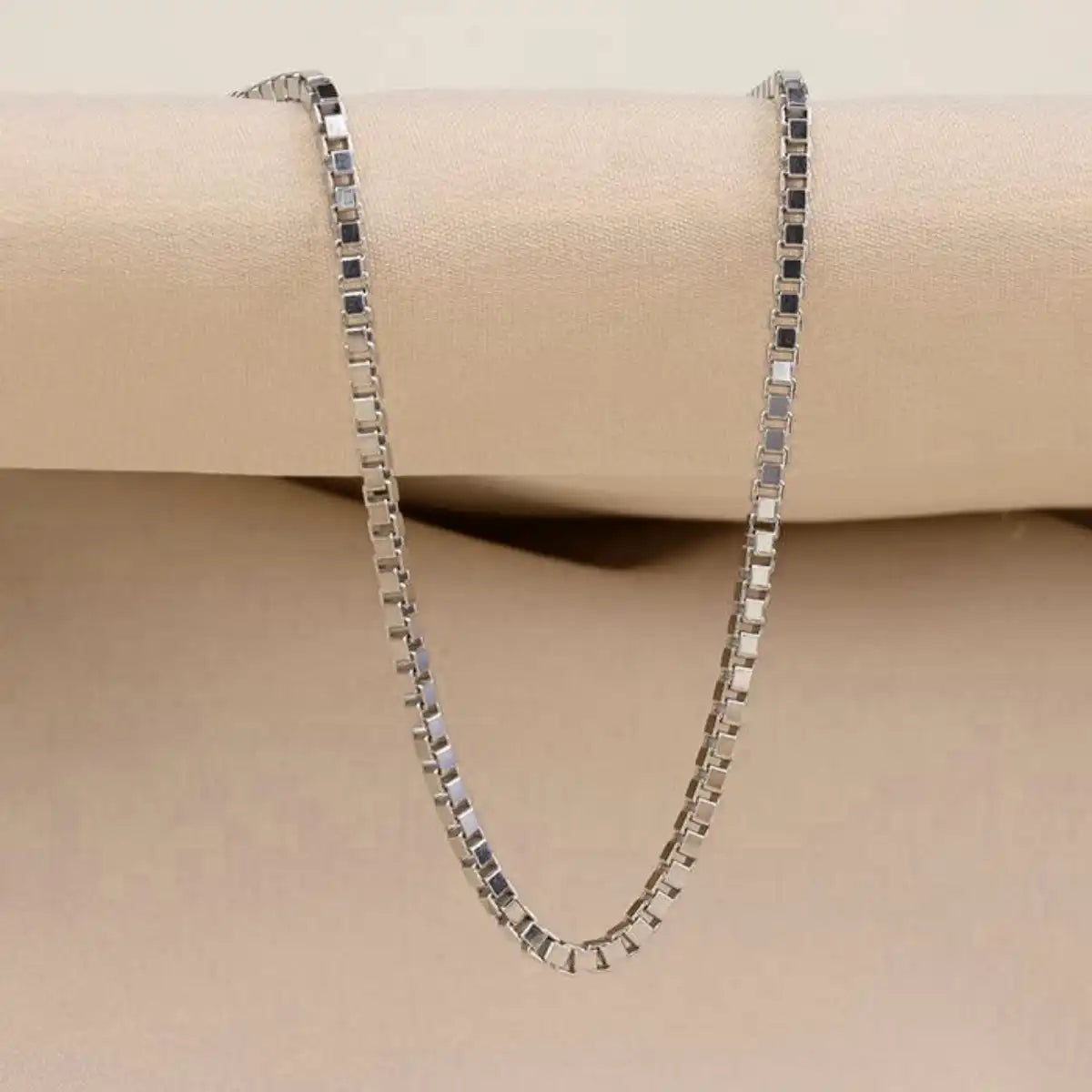 Silver Classic Simple Adjustable Box Chain
