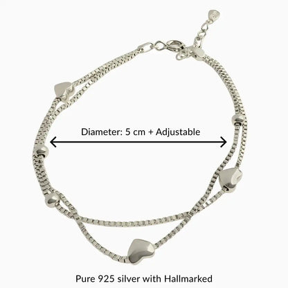 Silver Delicate Heart Layered Bracelet