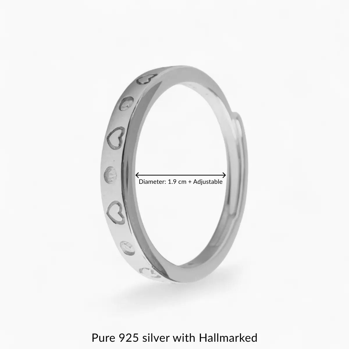 Silver Heart with Diamond Patterned Ring