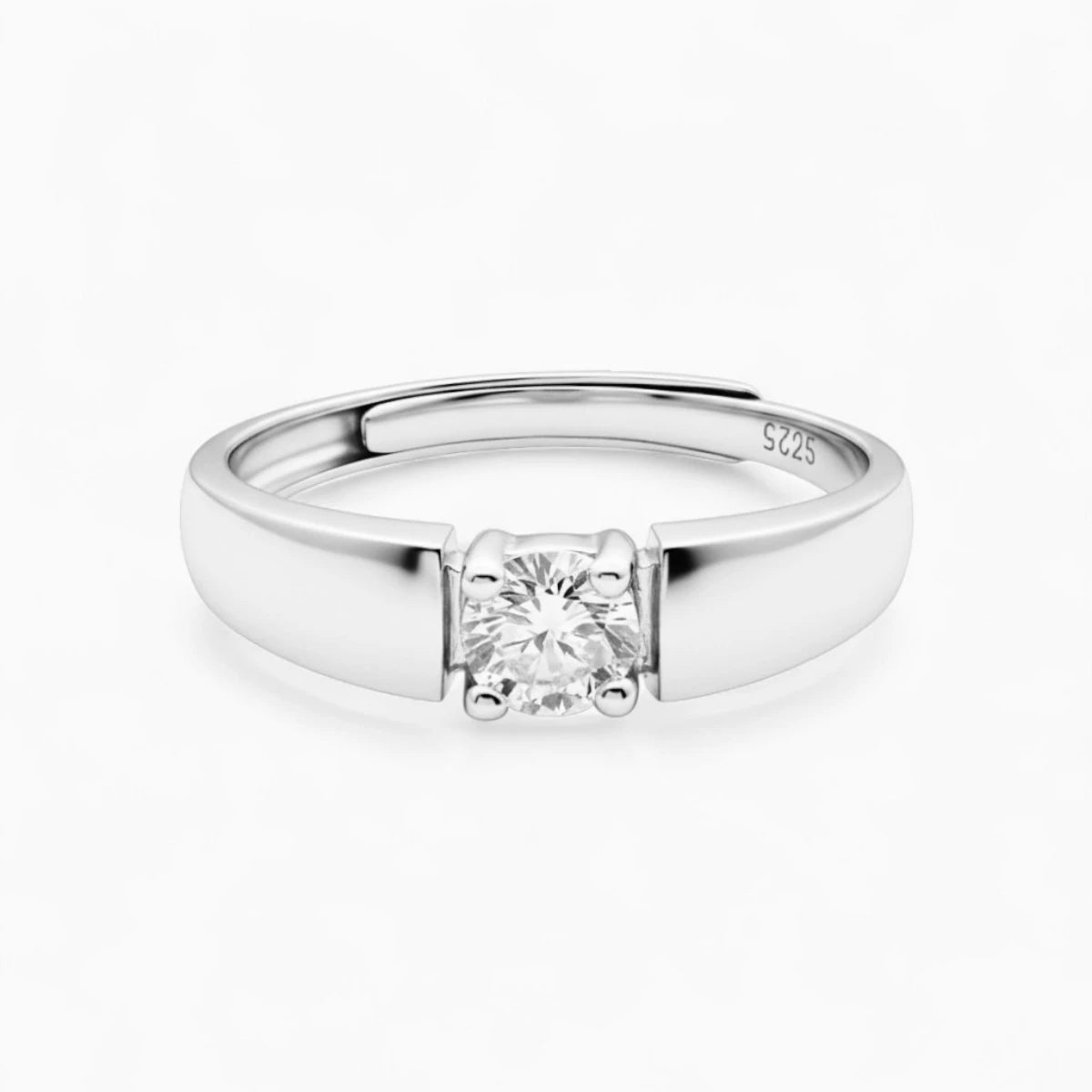 Bold Solitaire Silver Adjustable Promise Ring
