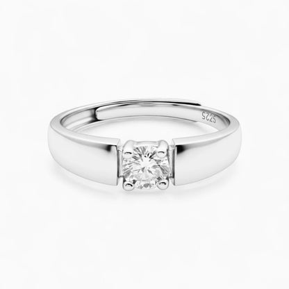 Bold Solitaire Silver Adjustable Promise Ring