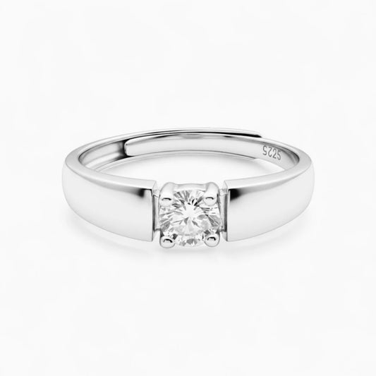 Bold Solitaire Silver Adjustable Promise Ring