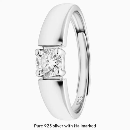 Bold Solitaire Silver Adjustable Promise Ring