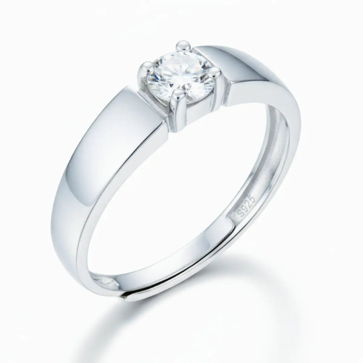 Bold Solitaire Silver Adjustable Promise Ring