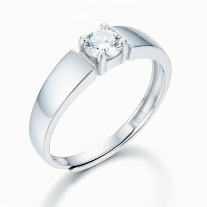 Bold Solitaire Silver Adjustable Promise Ring