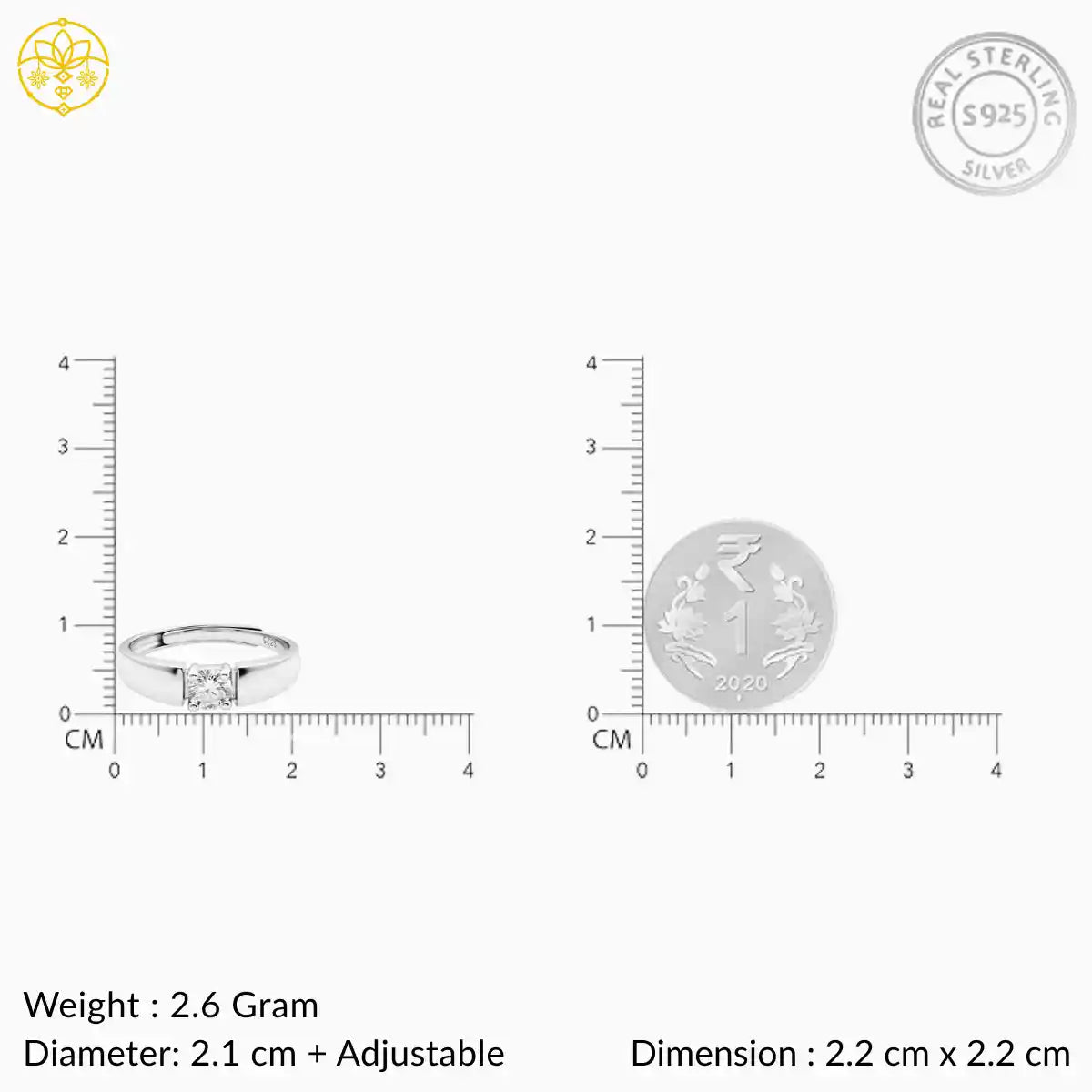 Bold Solitaire Silver Adjustable Promise Ring