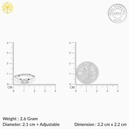 Bold Solitaire Silver Adjustable Promise Ring