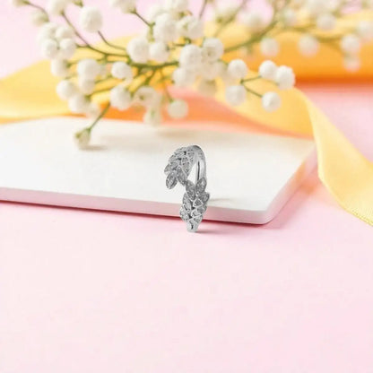 Silver Adjustable Leaf Pattern Ring