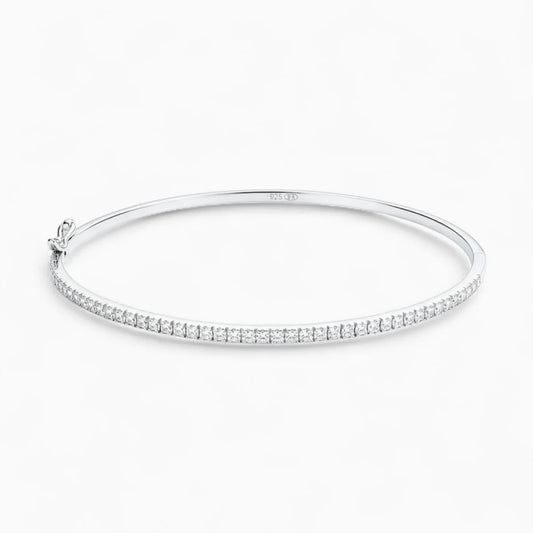 Classic Silver CZ Bangle for Women