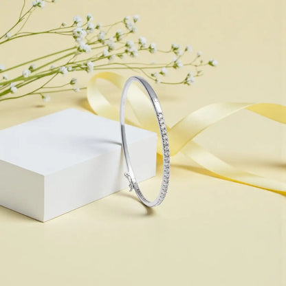 Classic Silver CZ Bangle for Women
