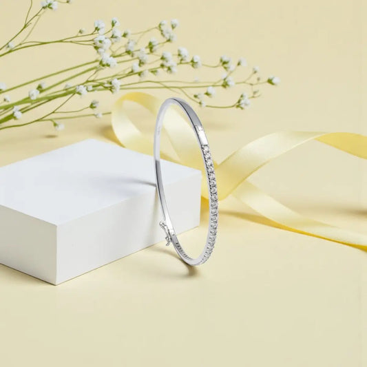 Classic Silver CZ Bangle for Women