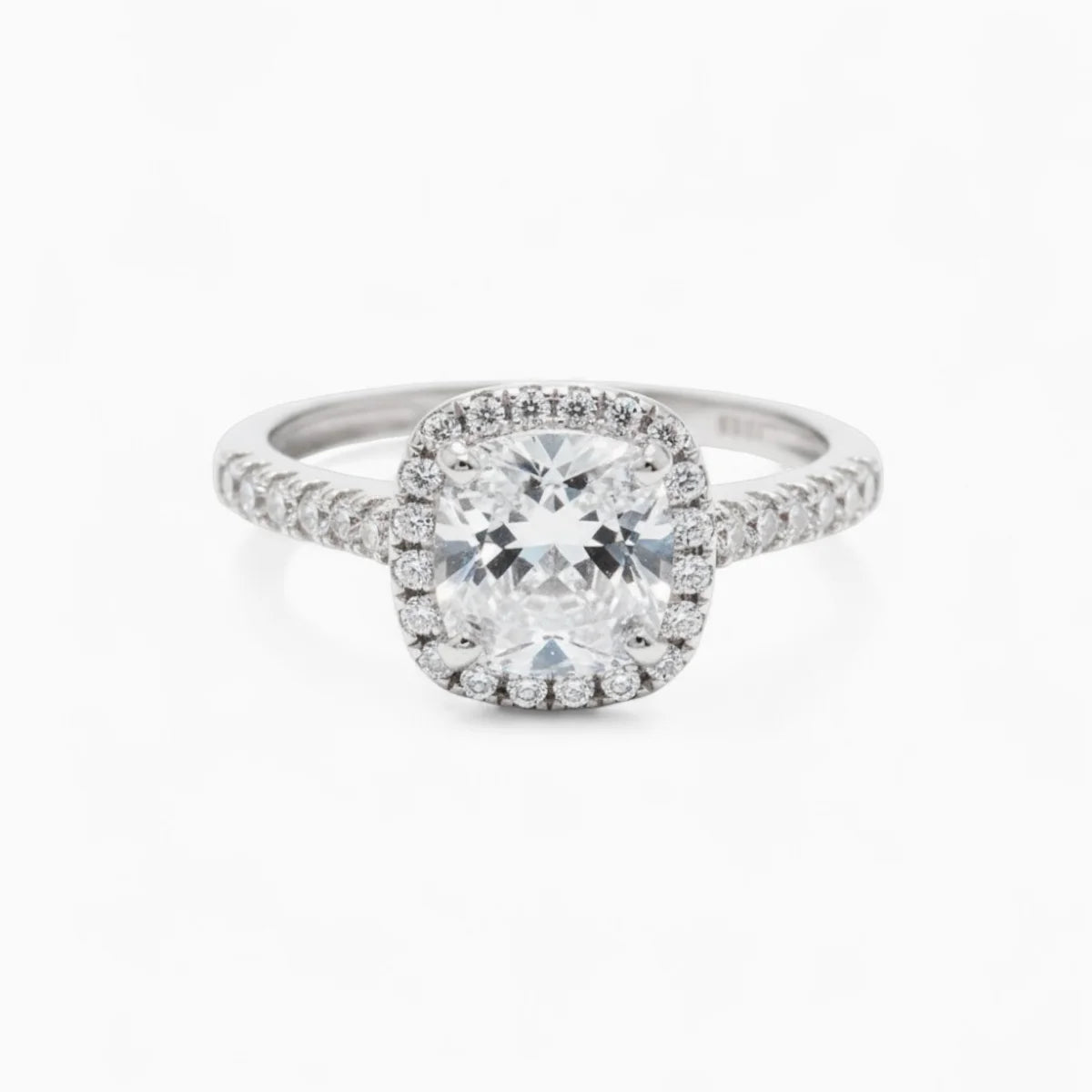 Cushion Cut Adjustable Silver Diamond Ring