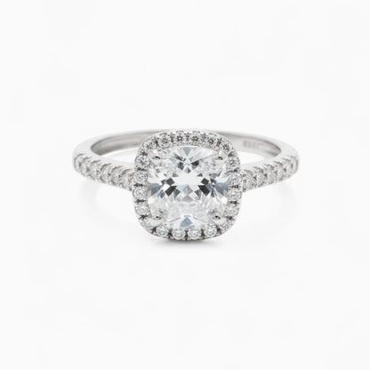 Cushion Cut Adjustable Silver Diamond Ring