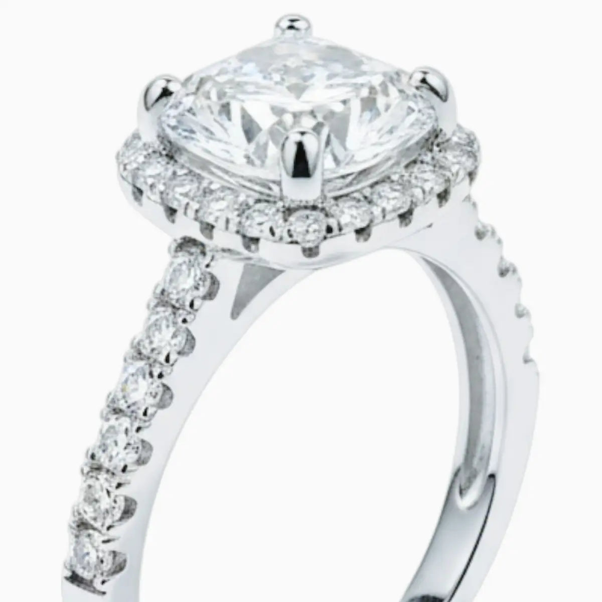 Cushion Cut Adjustable Silver Diamond Ring