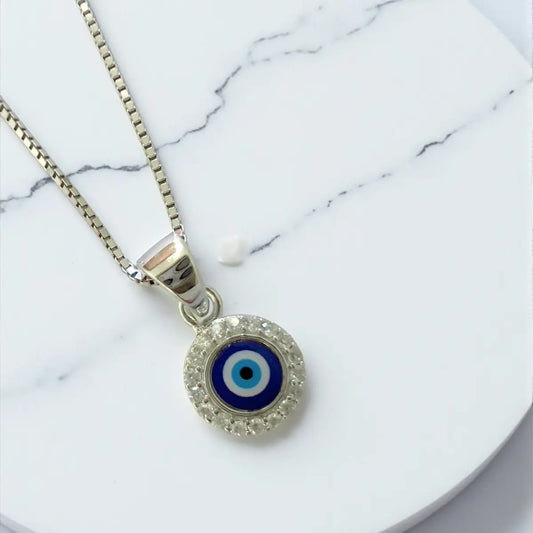 Classic Evil Eye Pendant Necklace with Box Chain