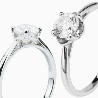 Flower Solitaire Silver Adjustable Ring