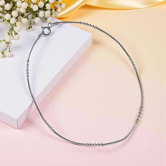 Minimalist Silver Anklet with Ball Design for Women