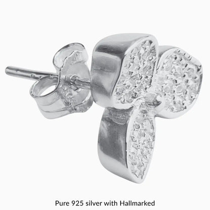 Silver Sparkling Floral Stud Earrings