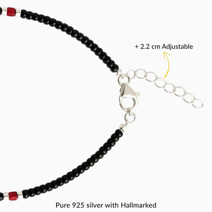 Silver Evil Eye Adjustable Beaded Bracelet