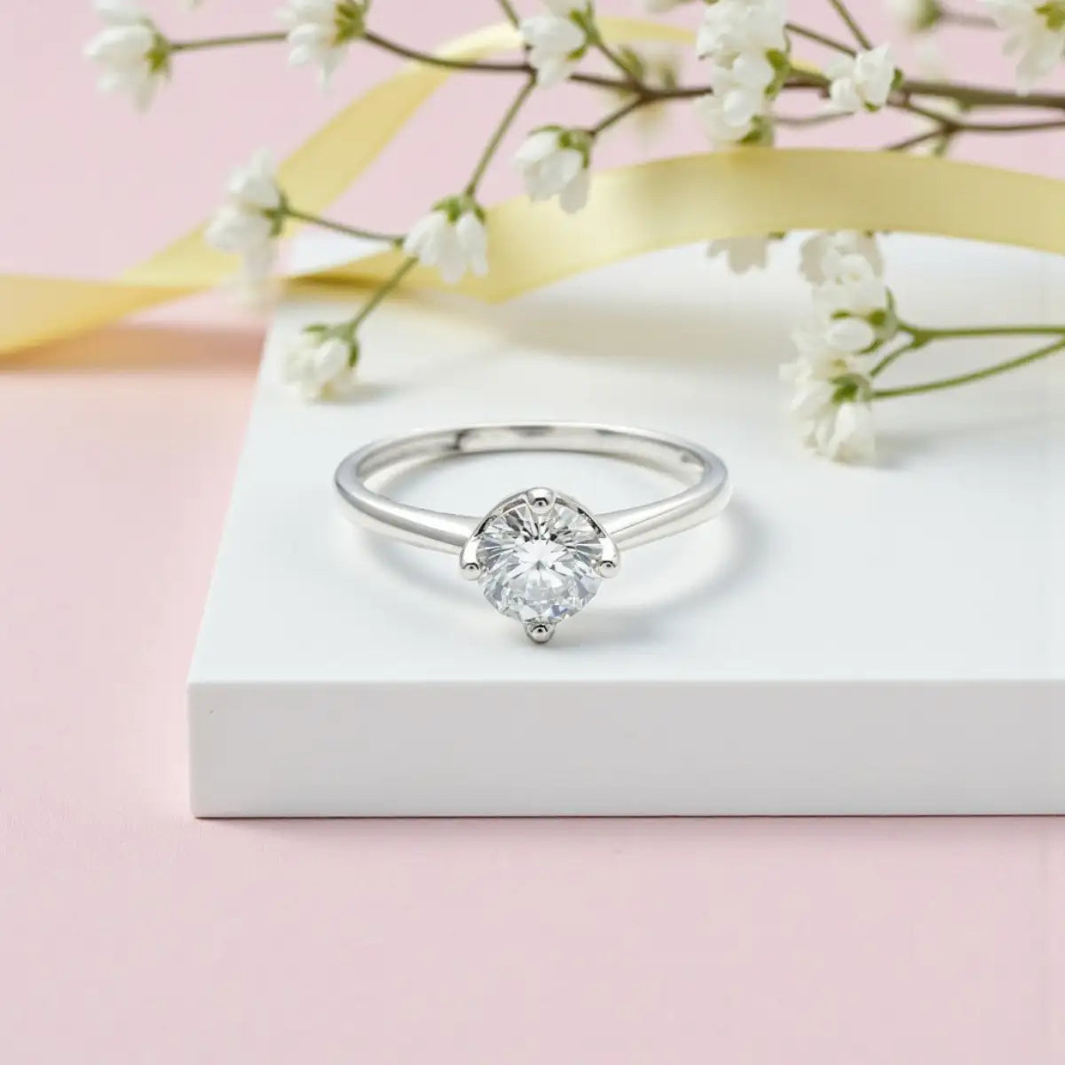 Classic Silver Adjustable Solitaire Ring