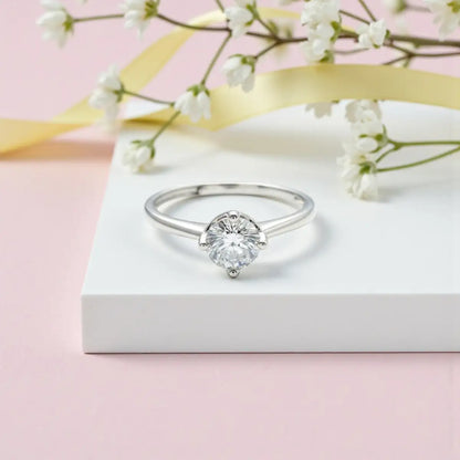 Classic Silver Adjustable Solitaire Ring