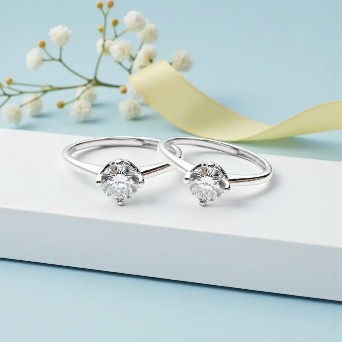 Classic Silver Adjustable Solitaire Ring