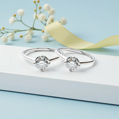 Classic Silver Adjustable Solitaire Ring