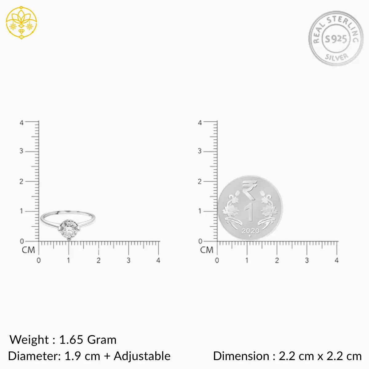 Classic Silver Adjustable Solitaire Ring