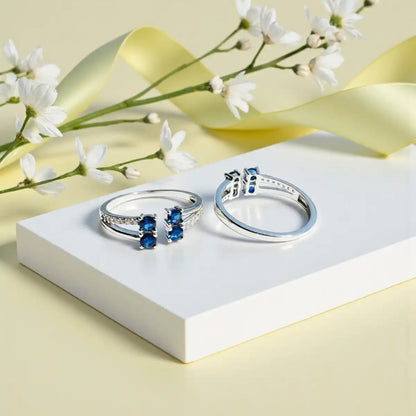 Elegant Silver Blue Diamond Toe Ring