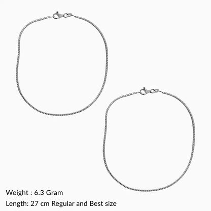 Classic Minimalist Silver Chain Anklet for Women & Girls