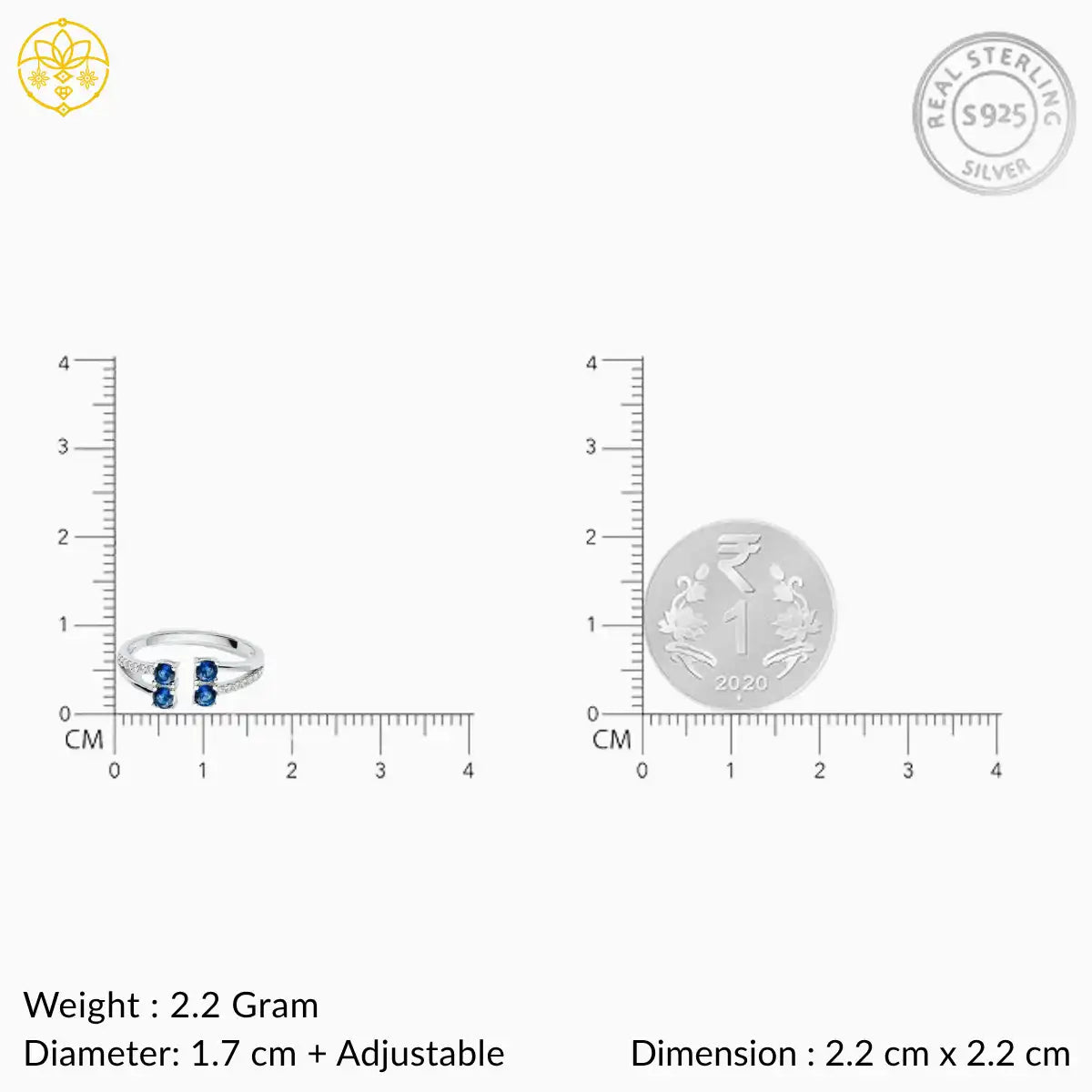 Elegant Silver Blue Diamond Toe Ring