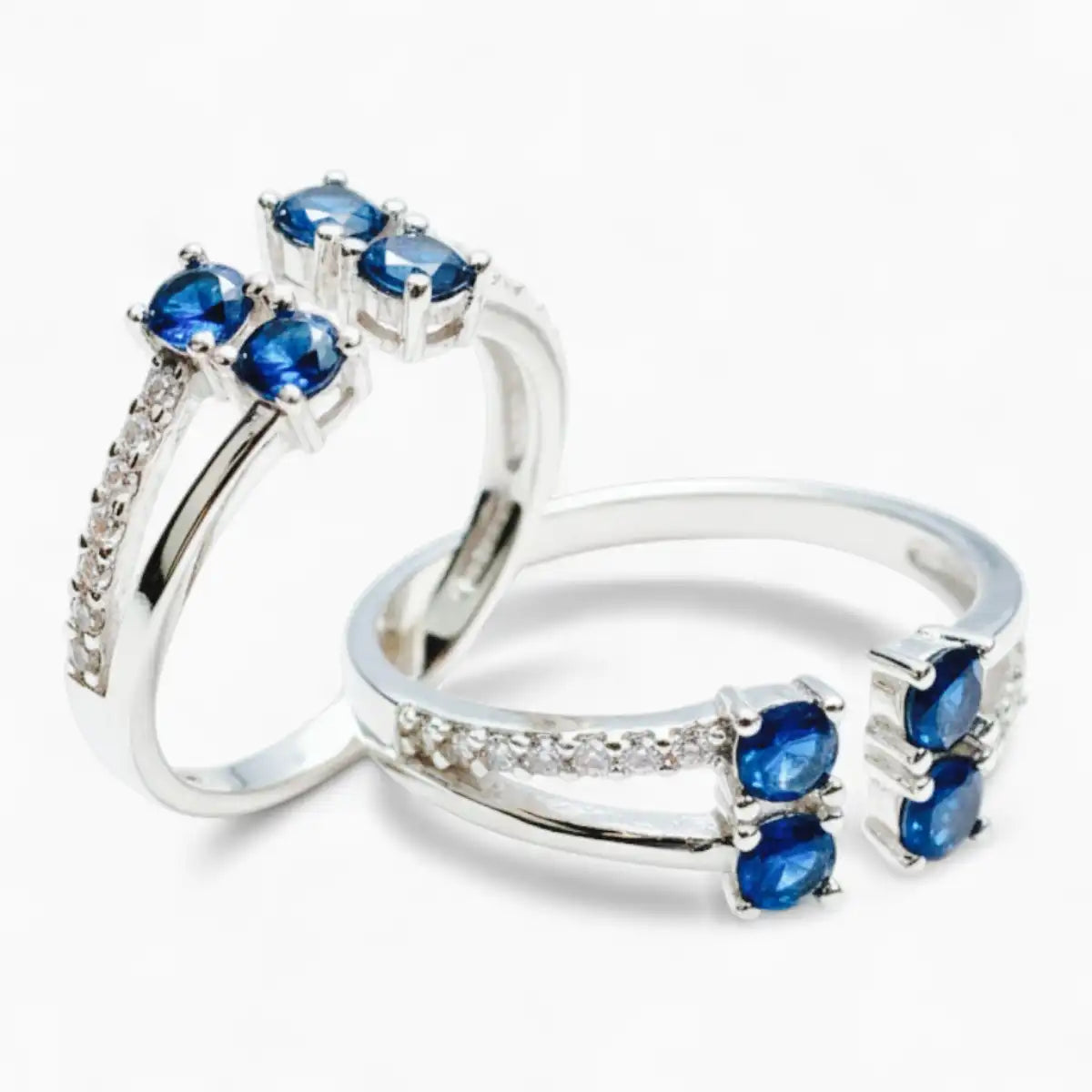 Elegant Silver Blue Diamond Toe Ring